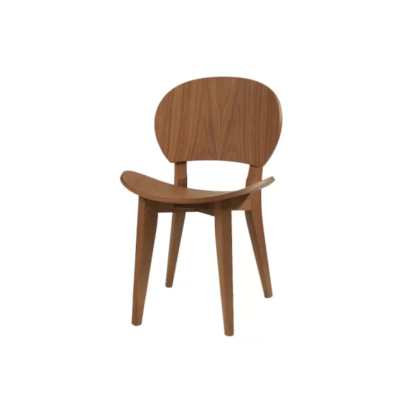 solid wood modern dining chair with curved back