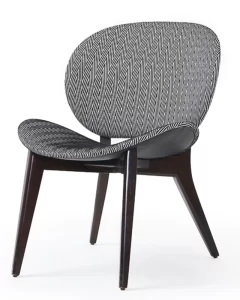 modern upholstered lounge chair with wooden legs