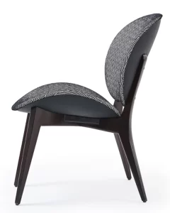 modern upholstered lounge chair with wooden legs