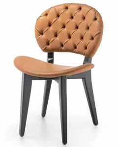 midcentury moden tufted back leather dining chair