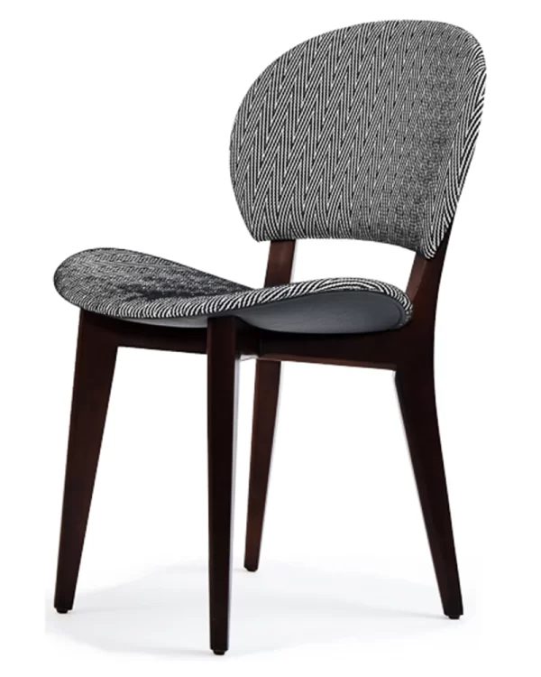 moden upholstered dining chair with wooden legs
