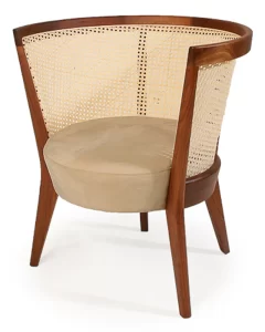 vintage cane back dining arm chair with upholstered seat