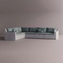 AION SECTIONAL - White Plain Light Blue