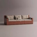 AION SOFA - Maroon Plain Beige