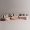 HEGEMONE 3 PC SECTIONAL - Red Plain Beige