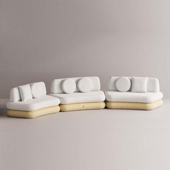 HEGEMONE 3 PC SECTIONAL - Yellow Plain White