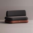 HEGEMONE CURVE SOFA - Maroon Plain Anthracite