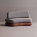 HEGEMONE CURVE SOFA - Maroon Plain Gray