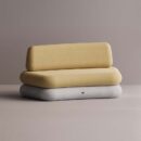 HEGEMONE CURVE SOFA - White Plain Mustard