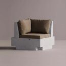 HELIOS CORNER - white plain Taupe