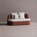 AURA LOVESEAT - Maroon Plain White