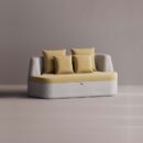 AURA LOVESEAT - White Plain Mustard