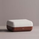 ELEKTRA OTTOMAN - Maroon Plain White