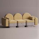 REO 3-PERSON SOFA - Gray Plain Mustard