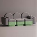 REO 3-PERSON SOFA - Green Plain Gray