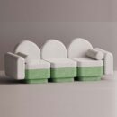 REO 3-PERSON SOFA - Green Plain White