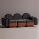 REO 3-PERSON SOFA - Maroon Plain Anthracite