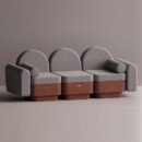 REO 3-PERSON SOFA - Maroon Plain Gray
