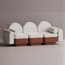 REO 3-PERSON SOFA - Maroon Plain White