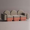 REO 3-PERSON SOFA - Red Plain Beige