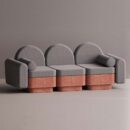 REO 3-PERSON SOFA - Red Plain Gray