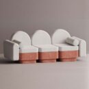 REO 3-PERSON SOFA - Red Plain White