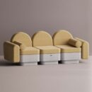 REO 3-PERSON SOFA - White Plain Mustard