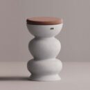 RHAPSO STOOL - White Plain Terracotta