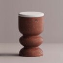 ULGEN STOOL - Maroon Plain White