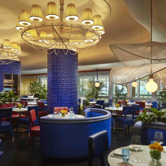 Mirabella Restaurant at Fontainebleau Miami Beach featuring custom furniture manufactured by A Squared Design Studio.