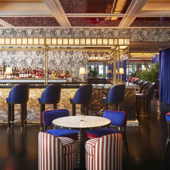 Mirabella Restaurant at Fontainebleau Miami Beach featuring custom furniture manufactured by A Squared Design Studio.