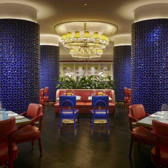 Mirabella Restaurant at Fontainebleau Miami Beach featuring custom furniture manufactured by A Squared Design Studio.